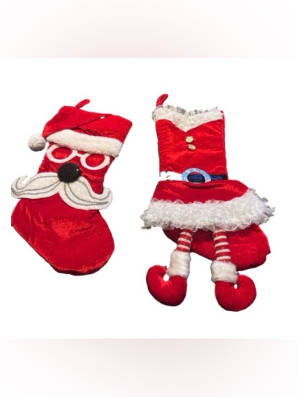 Festive Santa & Mrs. Claus Red Christmas Stockings - Picture 1 of 5